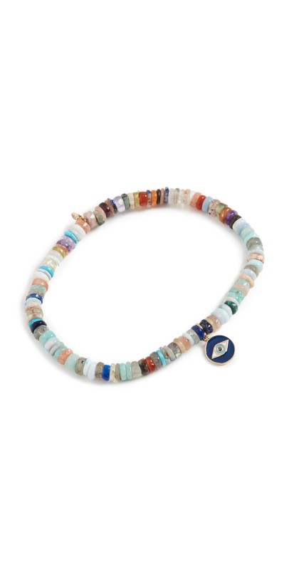 Sydney Evan Tiny Enamel Evil Eye Medallion Bracelet Mult