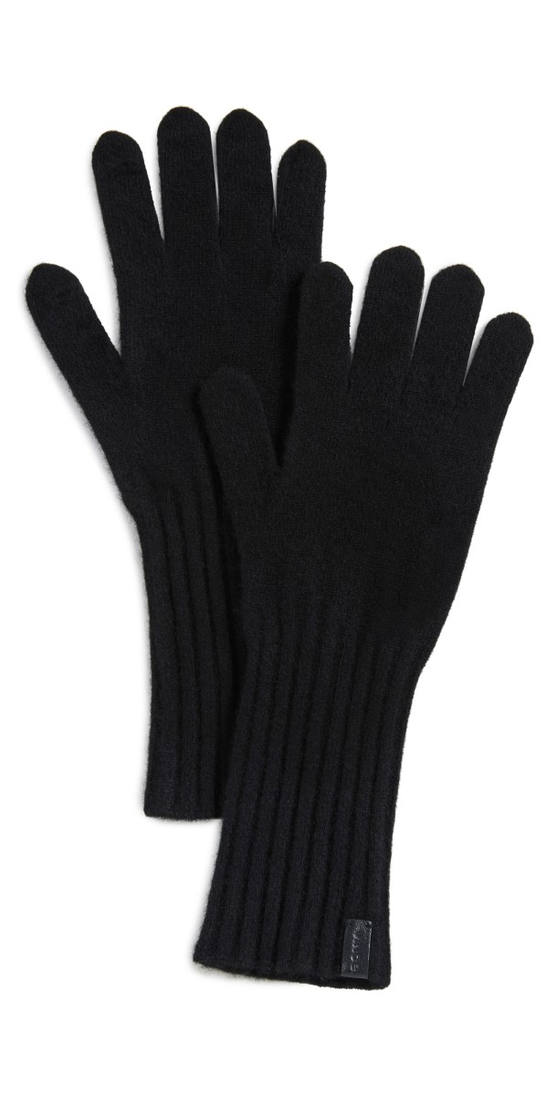 Vince Boiled Cashmere Knit Gloves Black