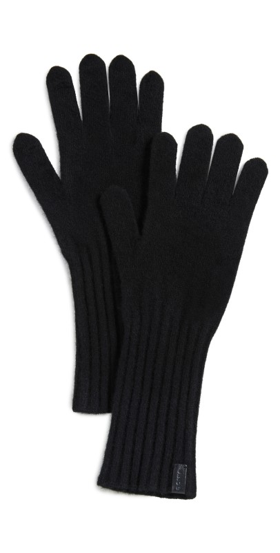 Vince Boiled Cashmere Knit Gloves Black