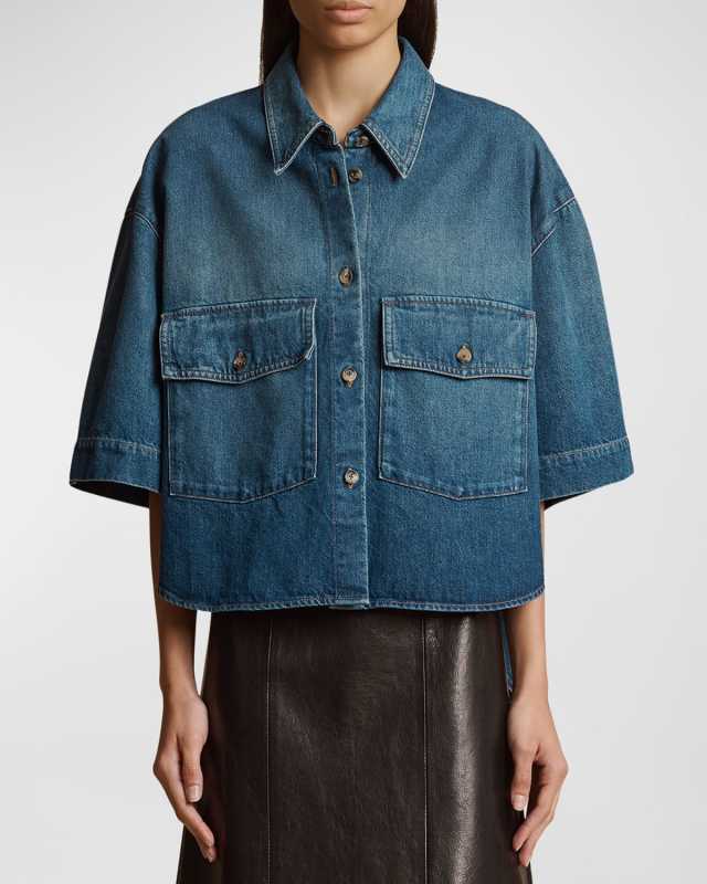 Mahsha Denim Button-Front Top