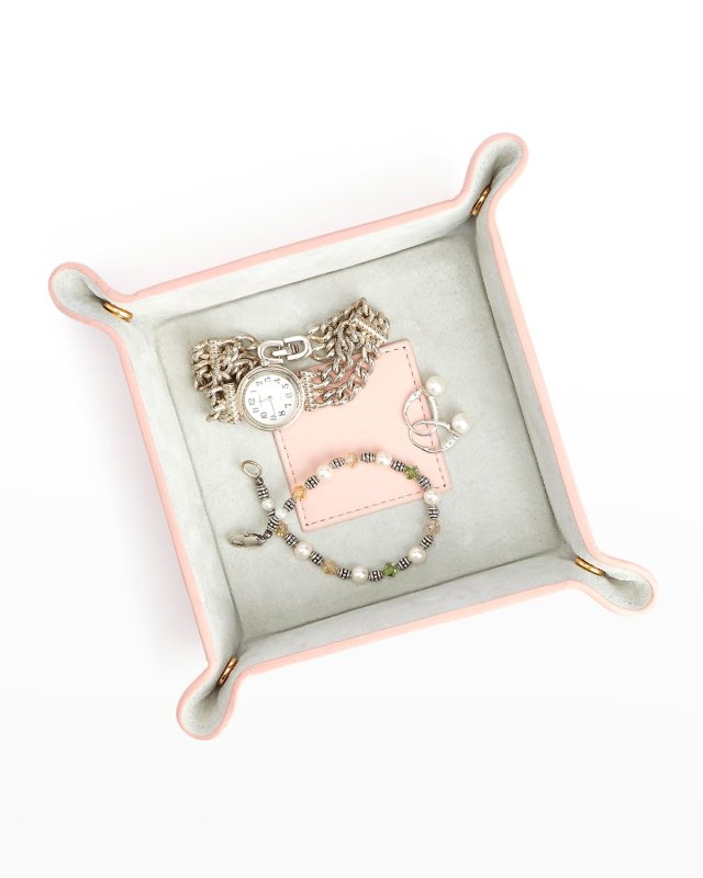 Personalized Suede & Leather Catchall Valet Tray