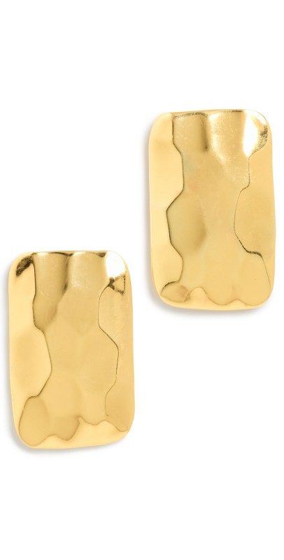 Aureum Amelie Hammered Rectangle Earrings Gold