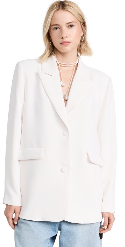 Good American Luxe Suiting Boyfriend Blazer Ivory001