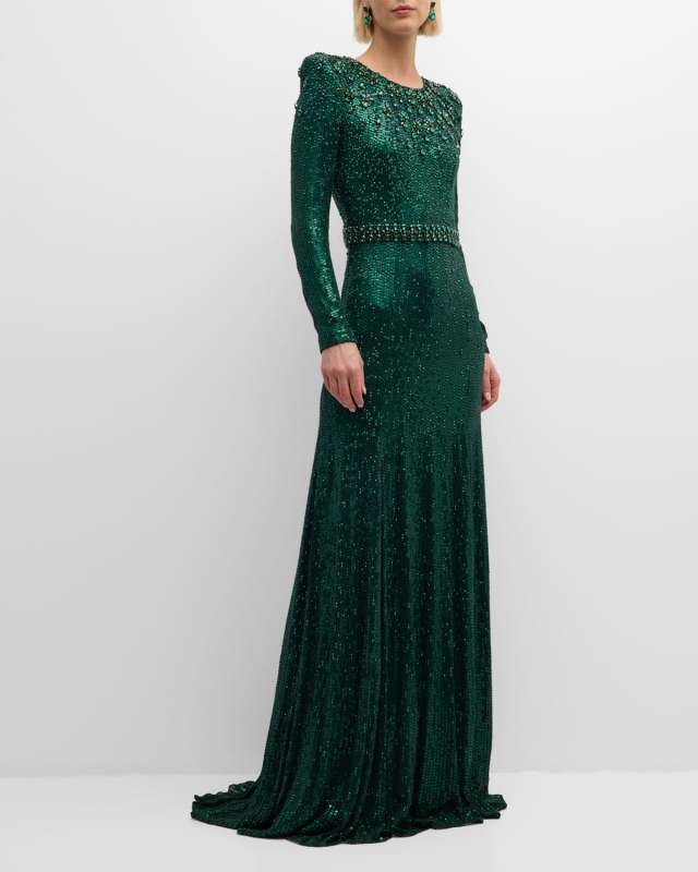 Georgia Sequin Gown with Crystal Embellishments