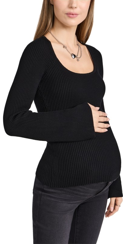 Ingrid & Isabel Sweater Knit Top Black Onyx