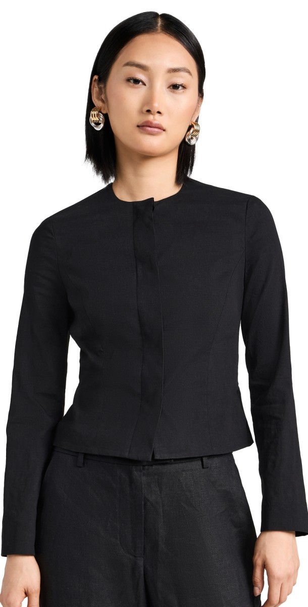 Theory Crop Peplum Jacket Black