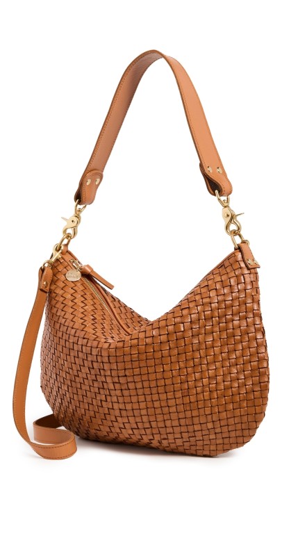 Clare V. Moyen Messenger Bag Natural Woven Checker