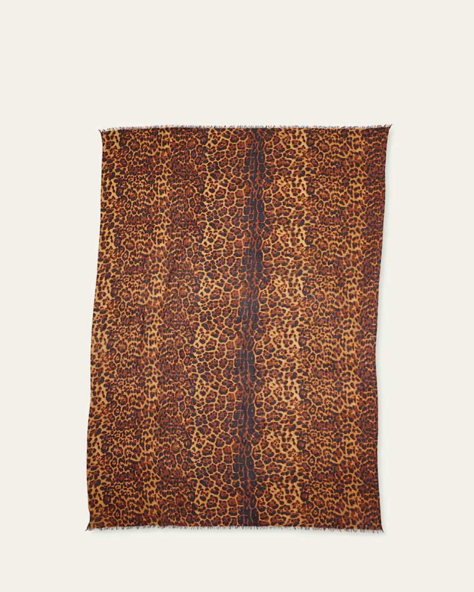 Lightweight Cashmere Leopard-Print Scarf