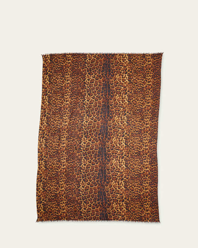 Lightweight Cashmere Leopard-Print Scarf