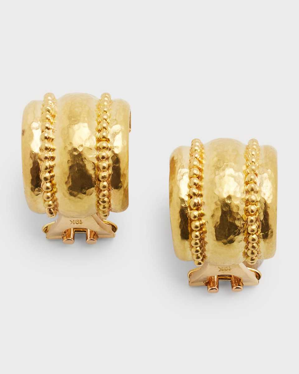 19K Gold Amalfi Granulated Huggie Earrings