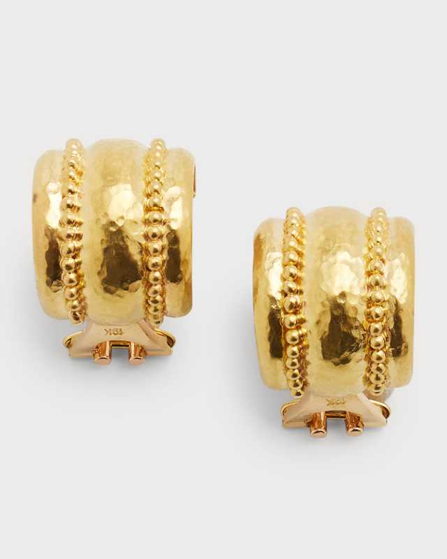 19K Gold Amalfi Granulated Huggie Earrings