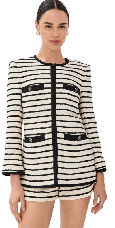 Veronica Beard Foster Dickey Jacket Ivory/Black