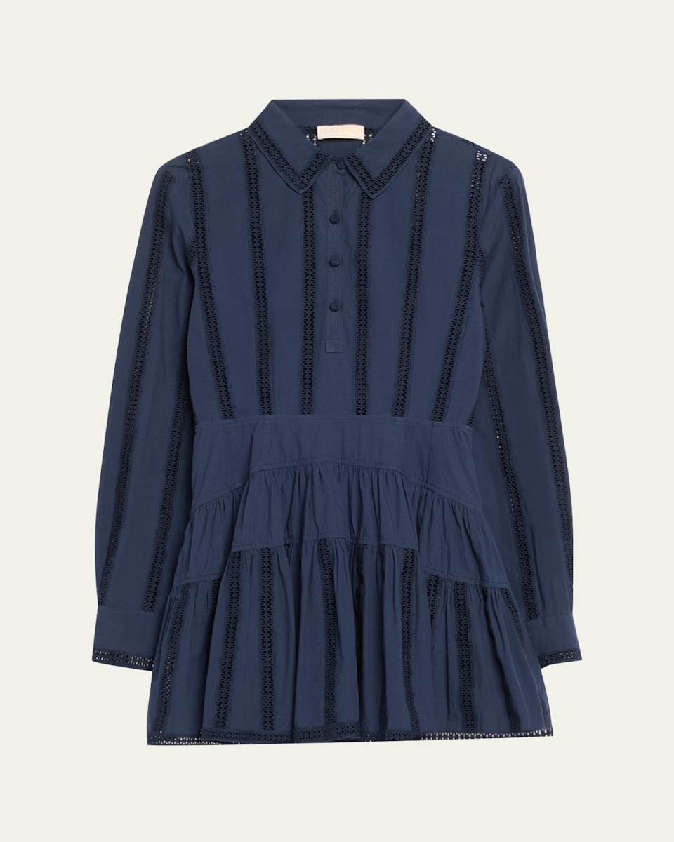 Camille Eyelet Button-Front Mini Dress