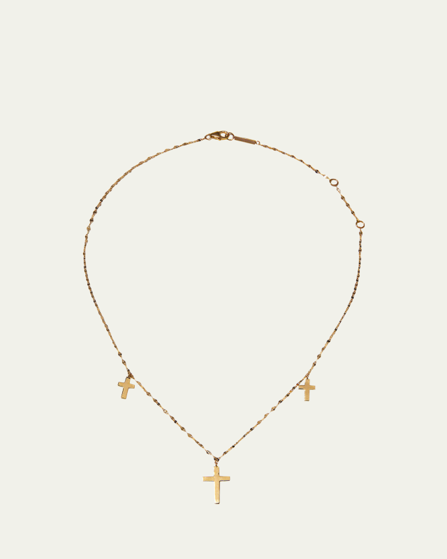 Triple Cross Necklace in 14K Gold