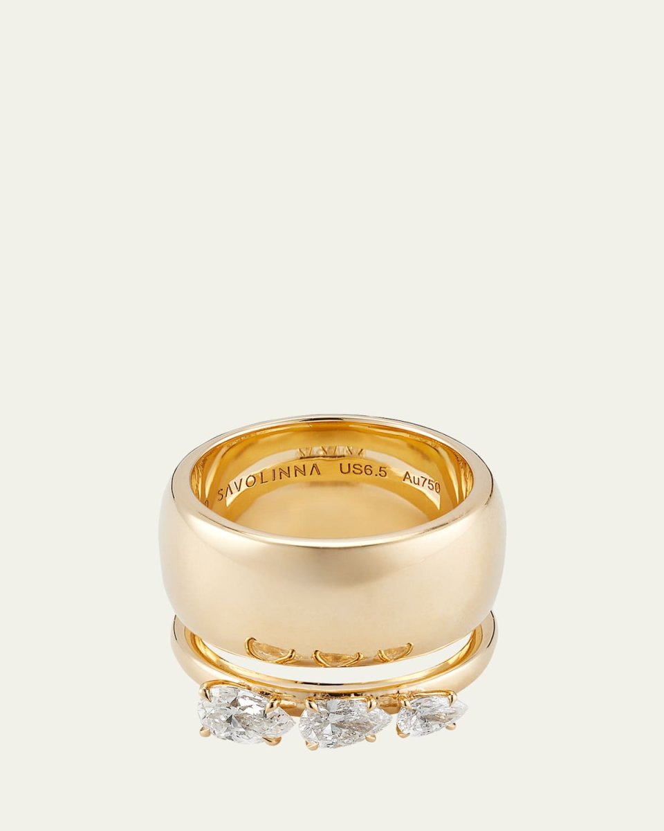 Lemonade Triple Floating Pear Diamond Cigar Band Ring