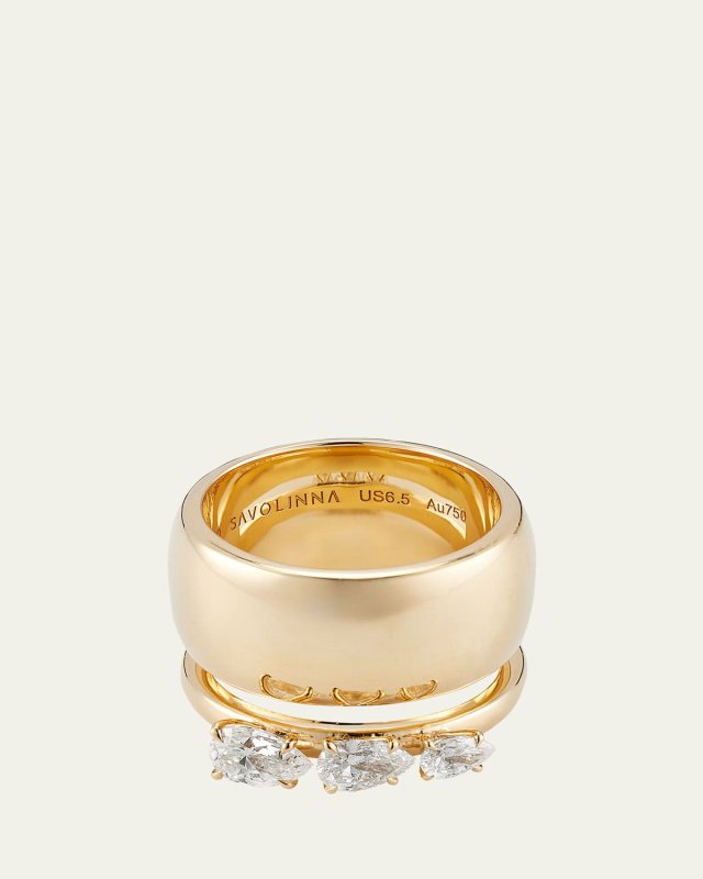Lemonade Triple Floating Pear Diamond Cigar Band Ring