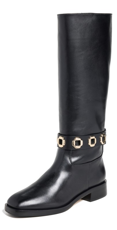 Larroudé Milan Flat Riding Boots Black