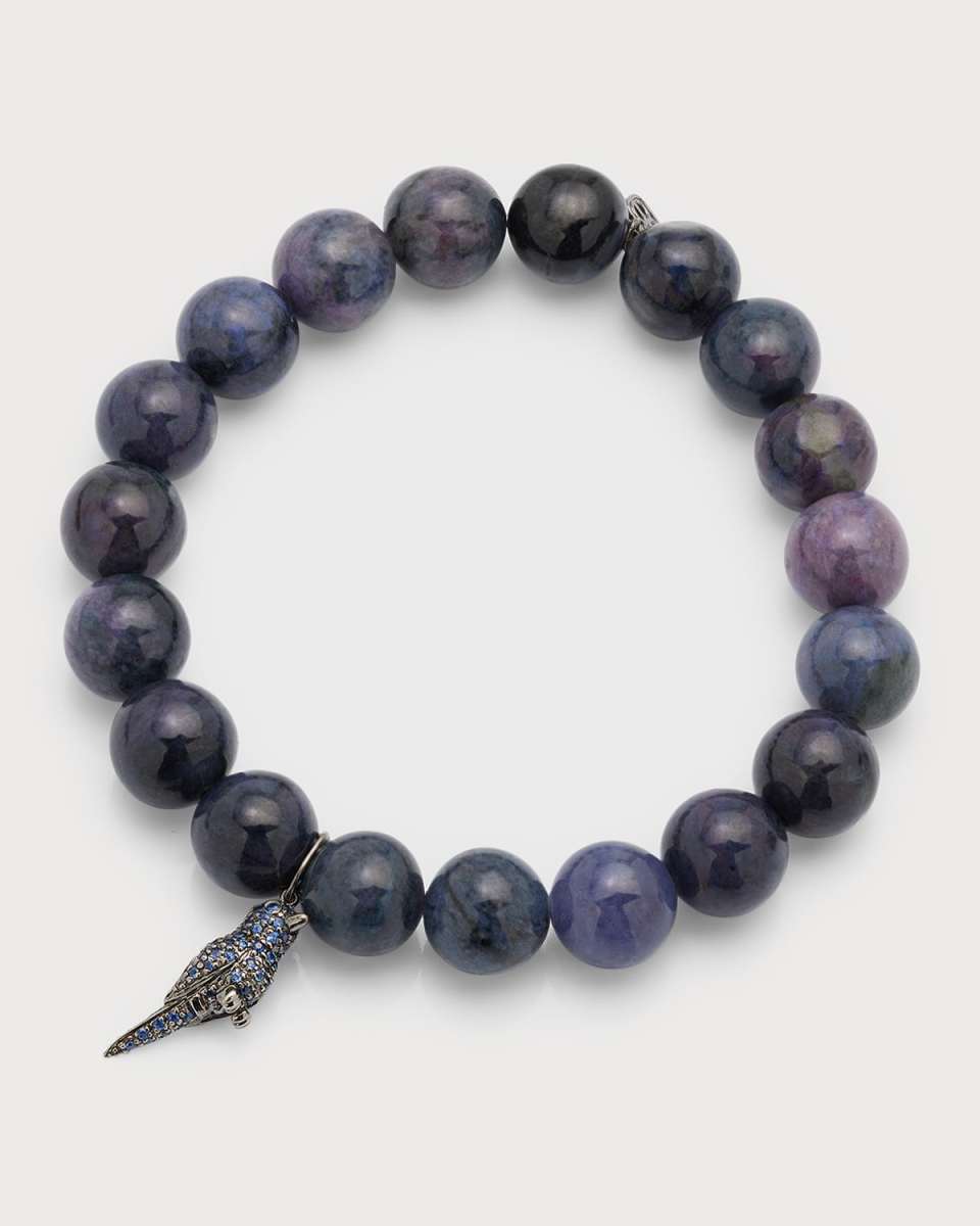 Smooth Dumortie Bracelet with Tiny Hummingbird Charm