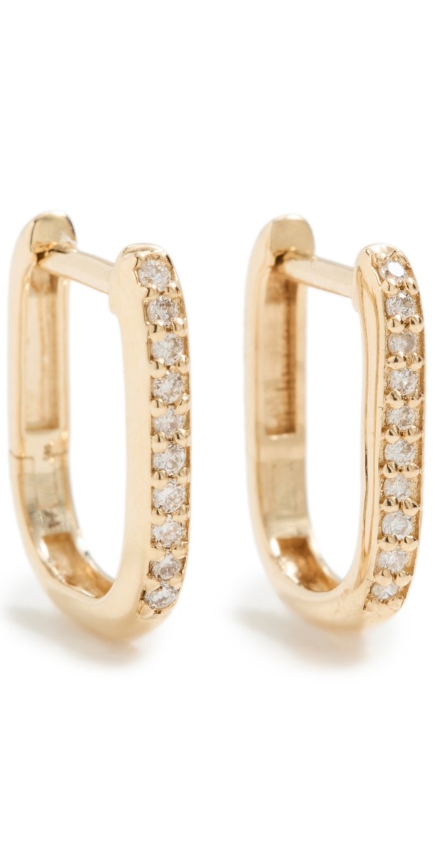 By Adina Eden 14k Diamond Oval Pave Huggie Earrings 14K Gold
