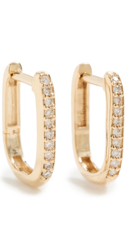 By Adina Eden 14k Diamond Oval Pave Huggie Earrings 14K Gold