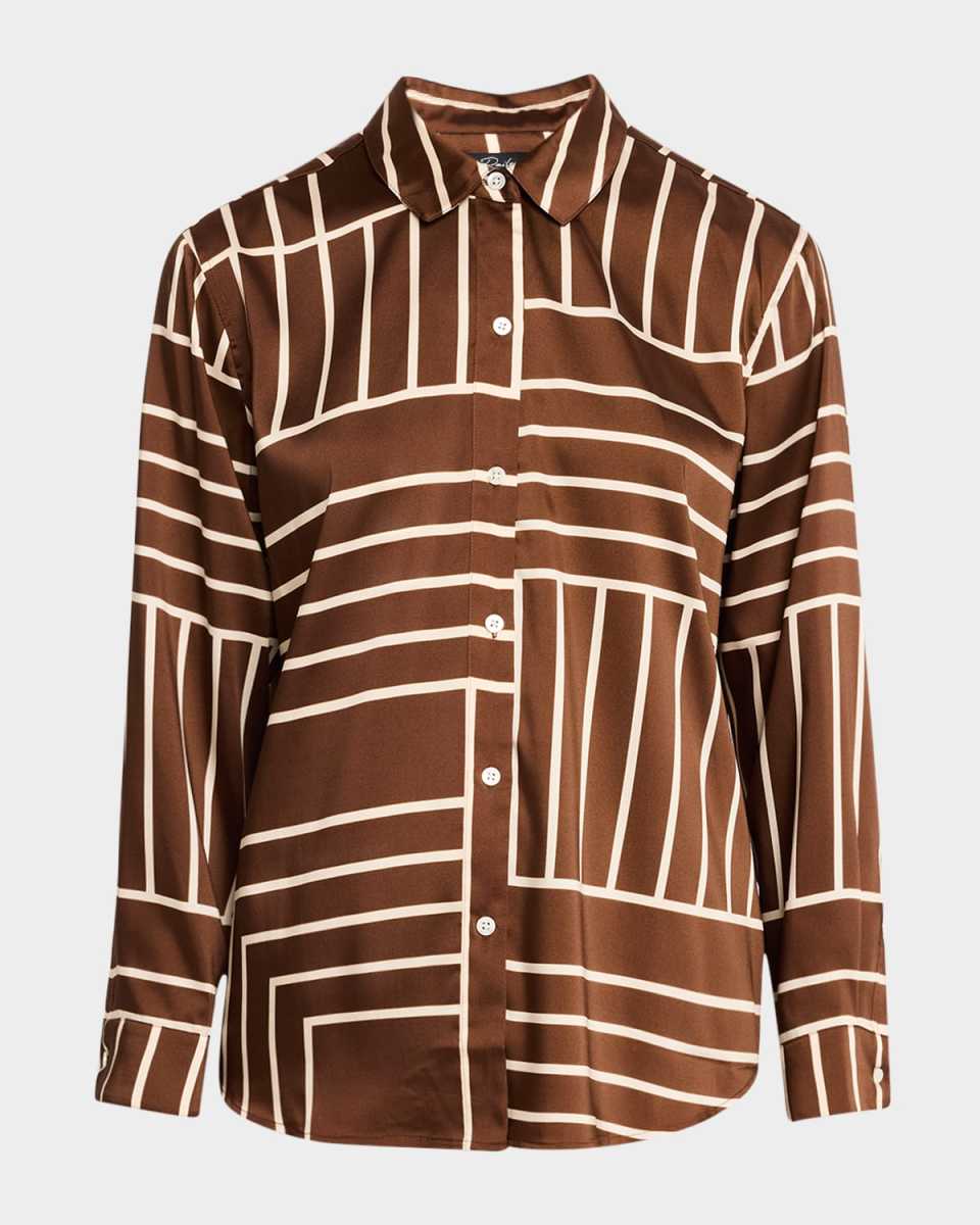 Line Art Elias Satin Button-Front Shirt