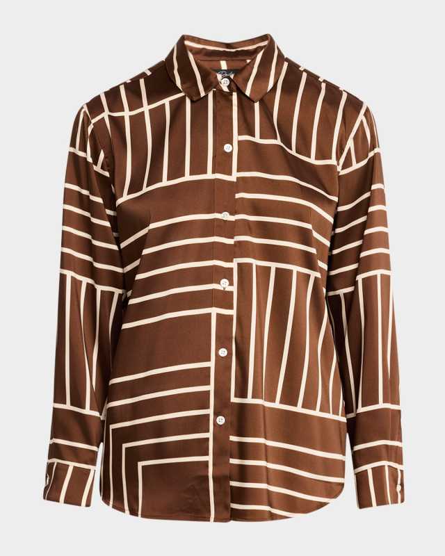 Line Art Elias Satin Button-Front Shirt