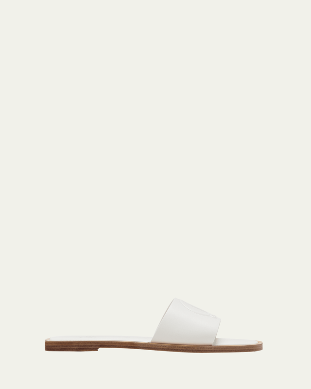 Leather Logo Red Sole Flat Sandals