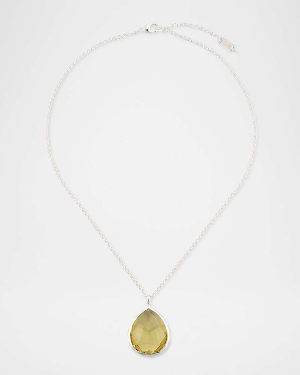 Rock Candy Large Honey Citrine Teardrop Pendant Necklace in Sterling Silver