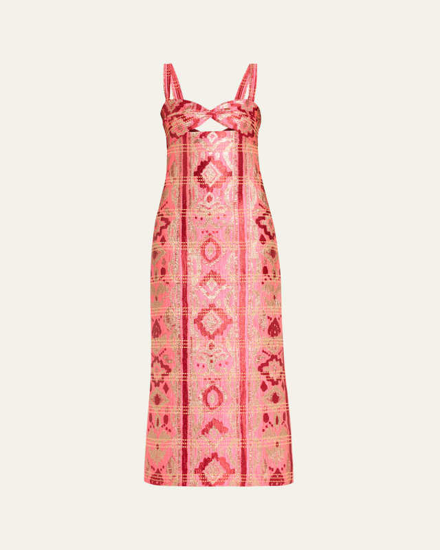 Powerful Stitches Metallic Jacquard Strapless Dress