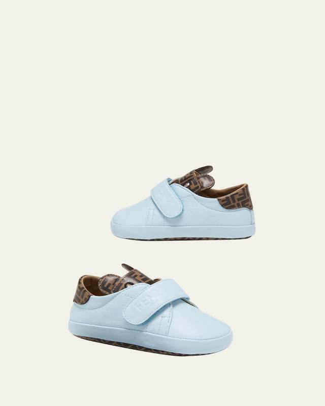 Kid's Baby Velcro Txt Logo Crib Shoe W Ff Detail, Size 0M-12