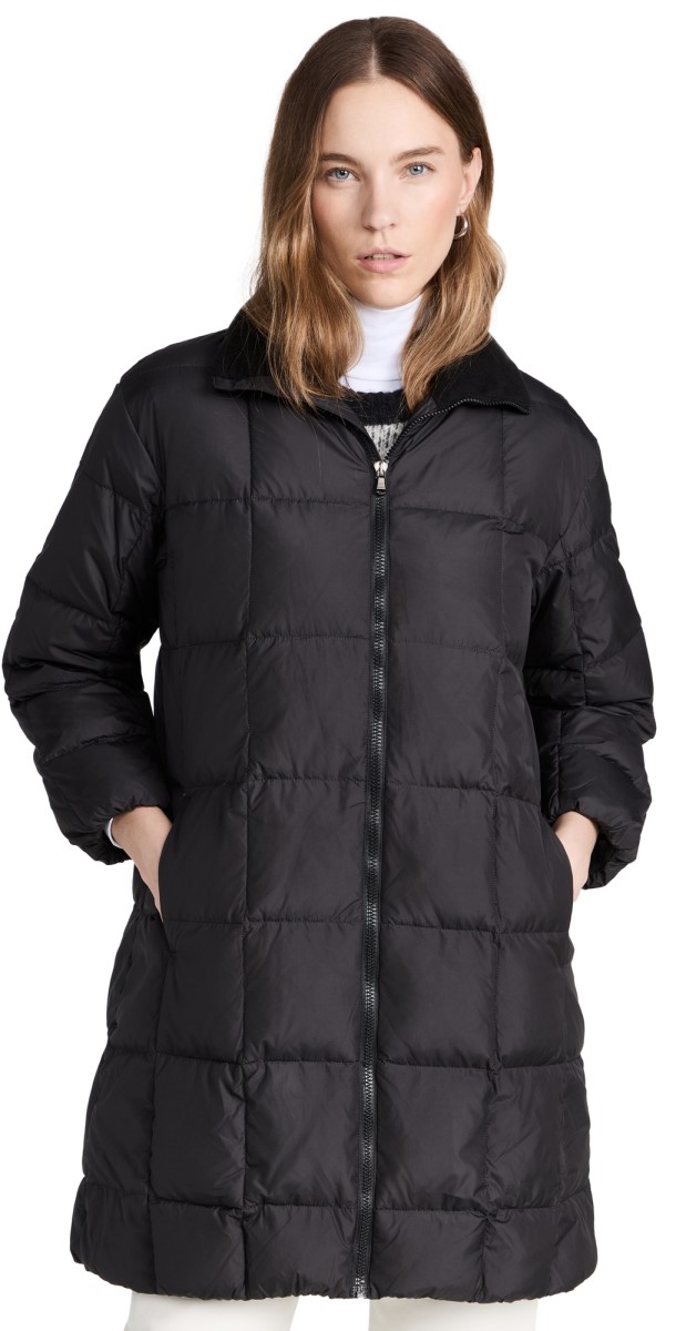 James Perse Full Zip Puffer Coat Black