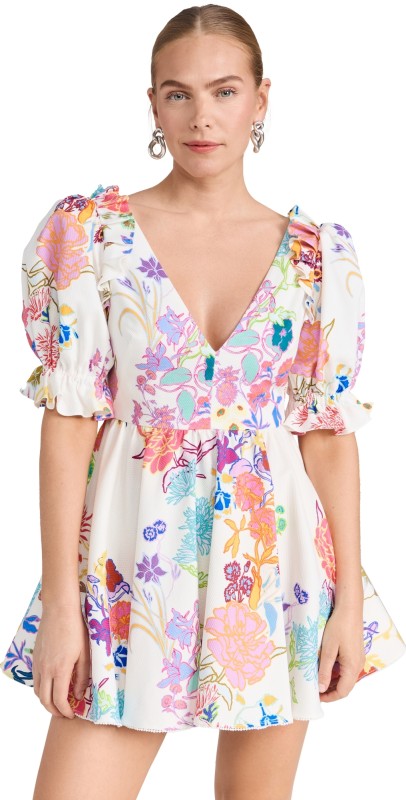 Borgo de Nor Aja Pique Cotton Dress Jardin - White