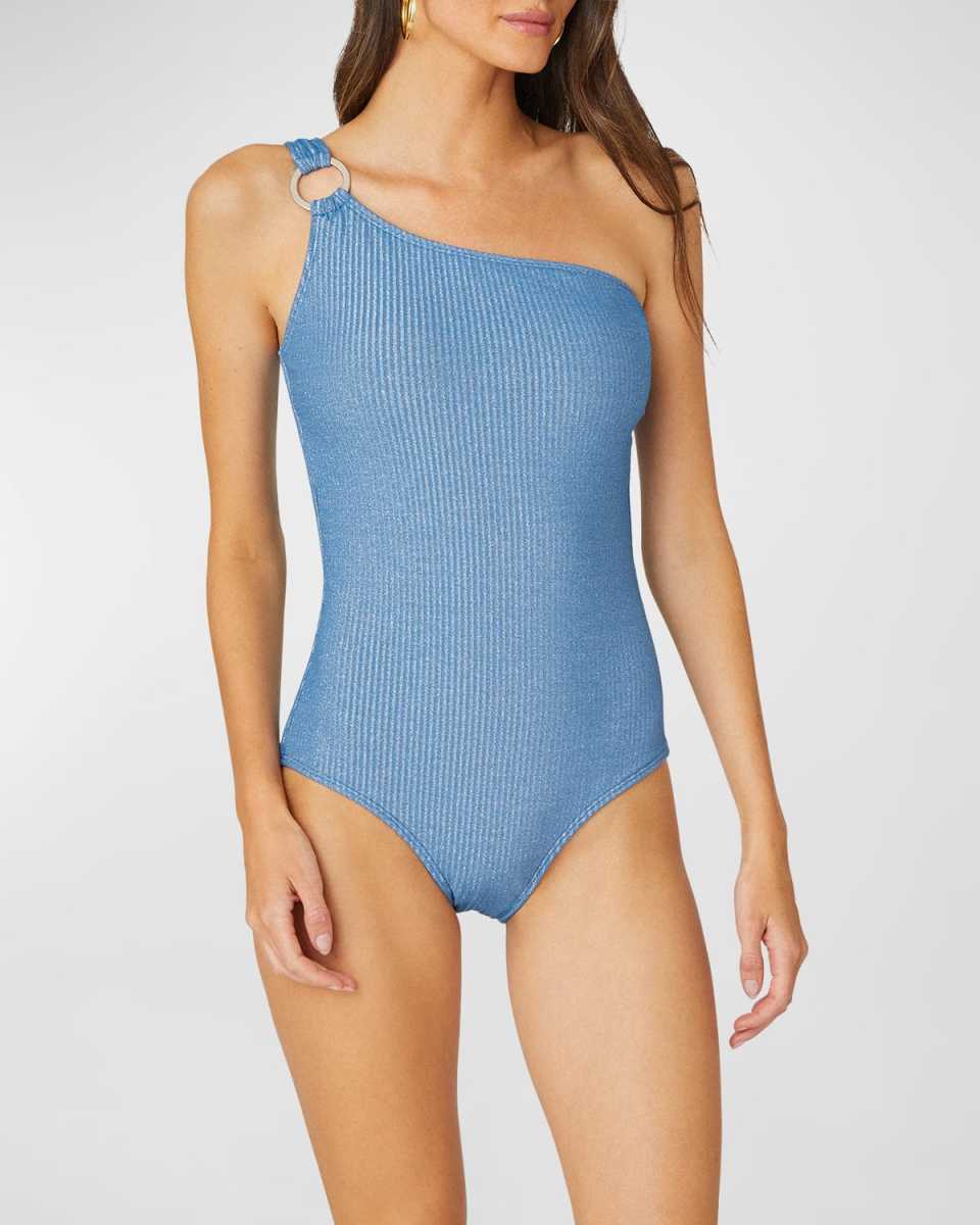 Sea Shimmer Ring One-Shoulder One-Piece Swimsuit