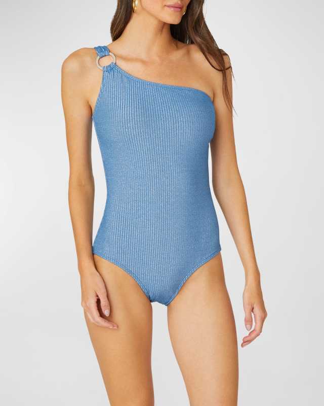 Sea Shimmer Ring One-Shoulder One-Piece Swimsuit