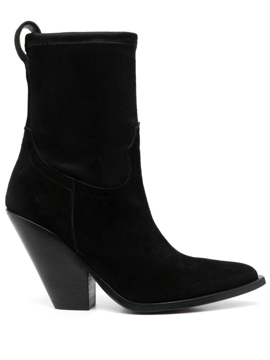 100mm pointed-toe suede boots