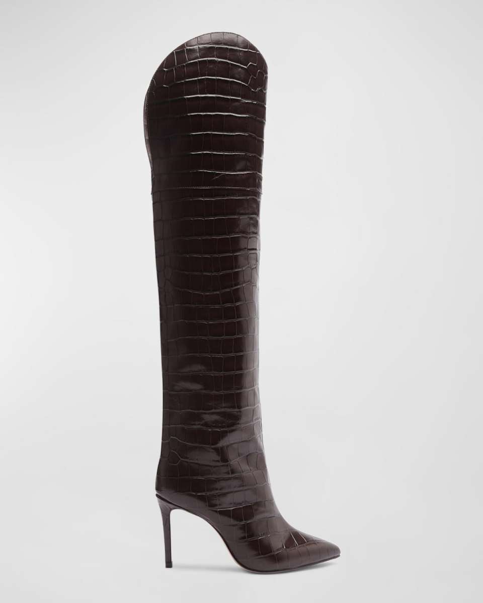 Maryana Croco Over-The-Knee Boots