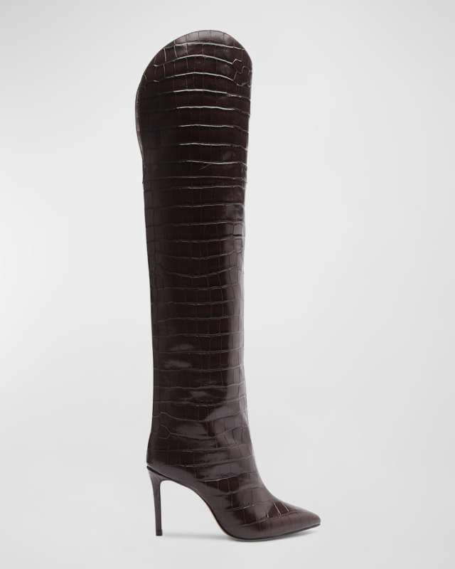 Maryana Croco Over-The-Knee Boots