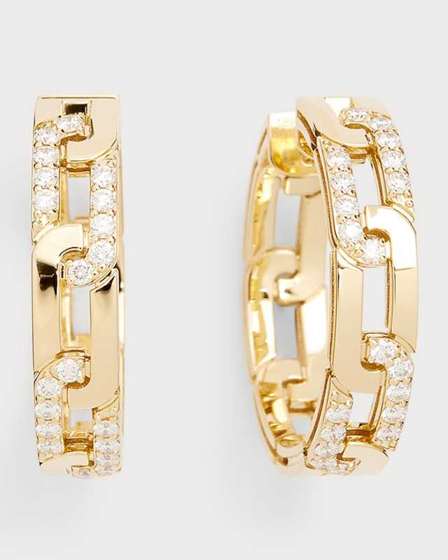 18K Yellow Gold Diamond Navarra Hoop Earrings, 20mm