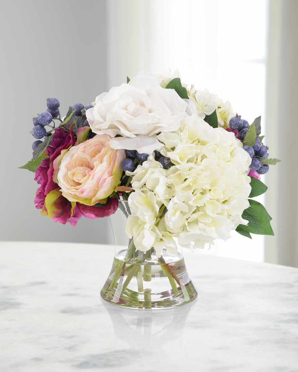 Primavera 13" Faux Floral Arrangement in Glass Container