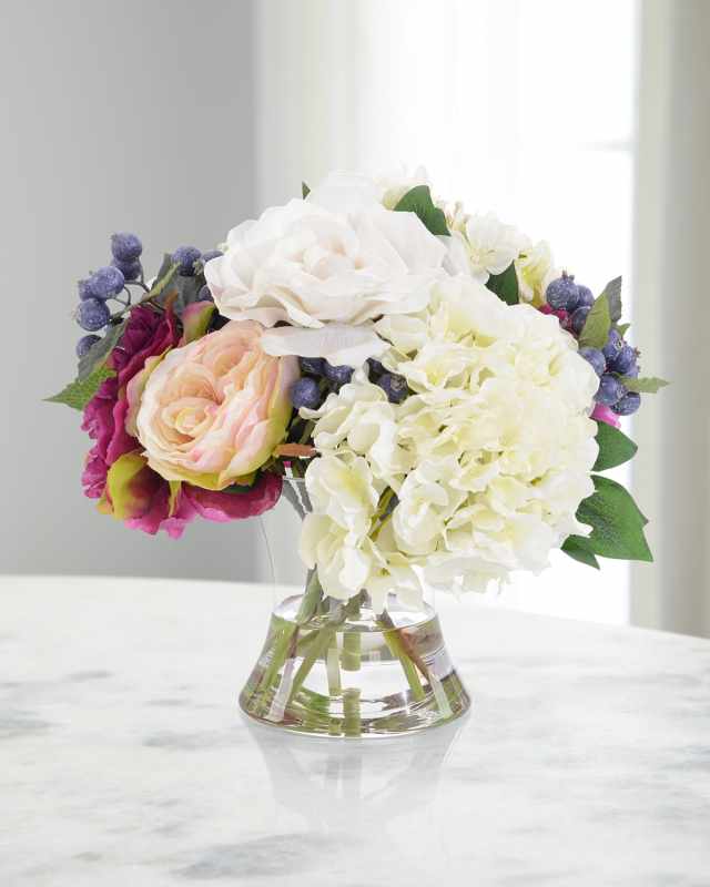 Primavera 13" Faux Floral Arrangement in Glass Container