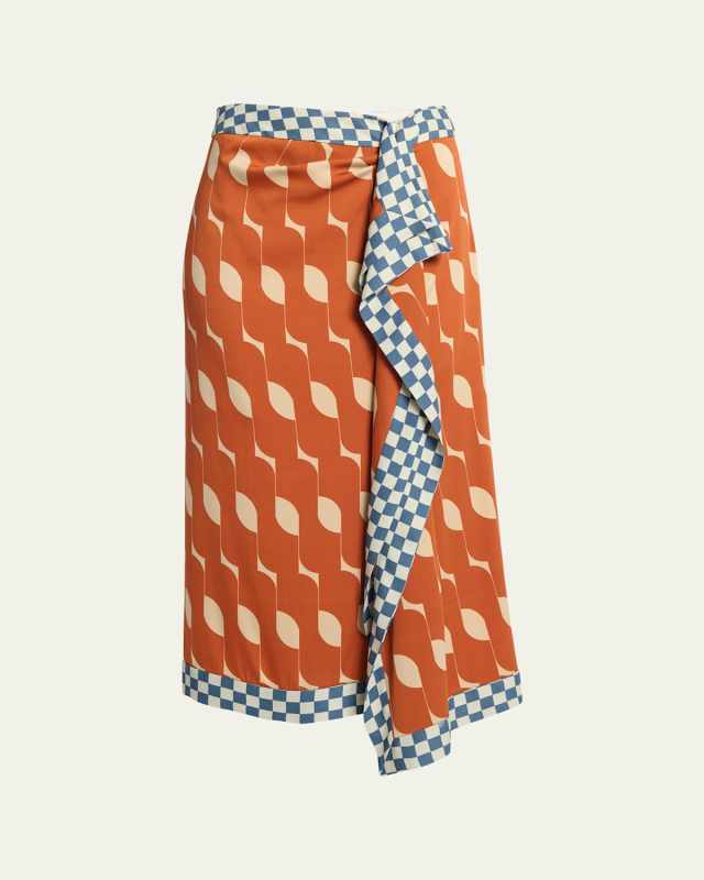 Sole Printed Ruffle Midi Skirt