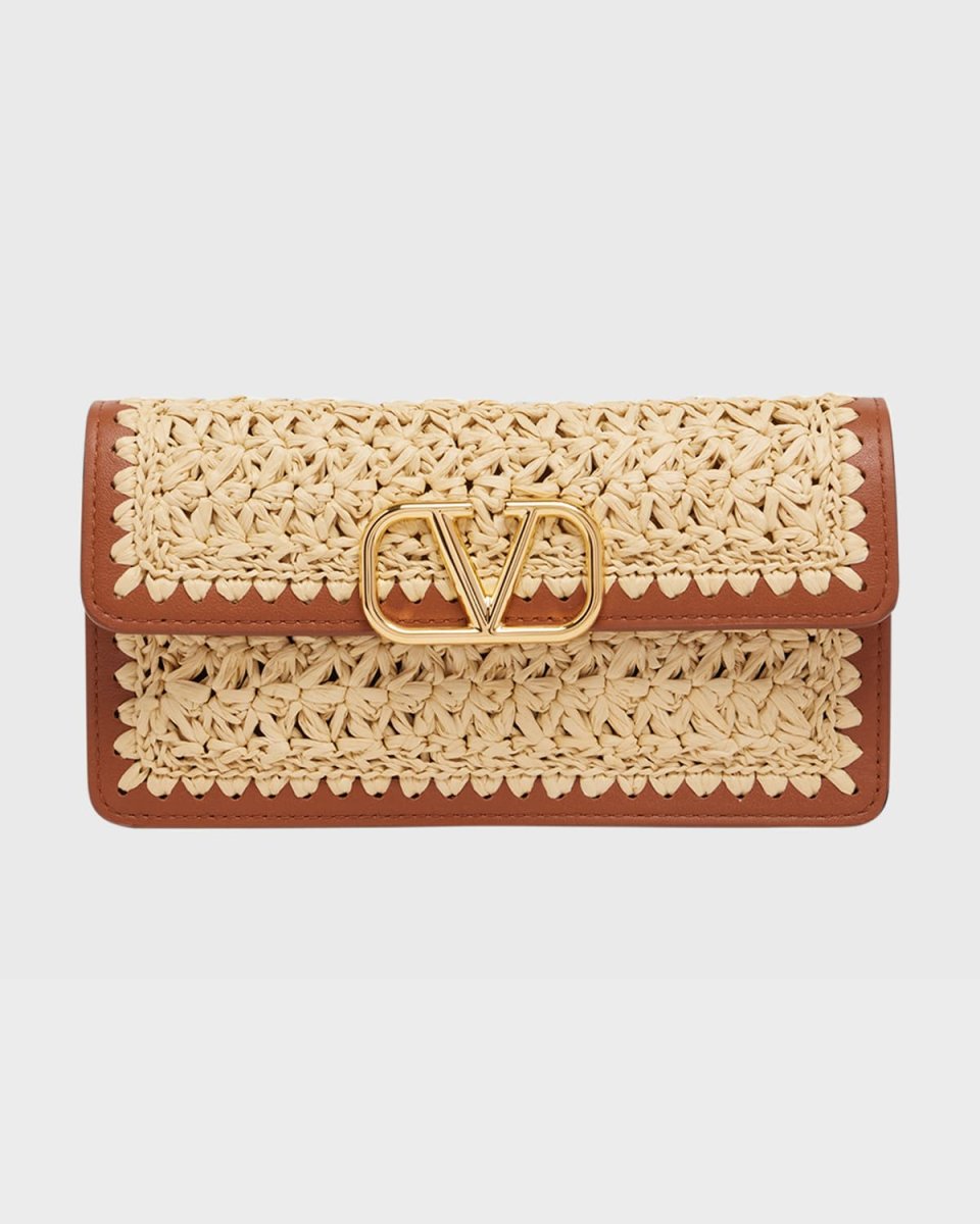 VLOGO Crochet Raffia Wallet with Chain