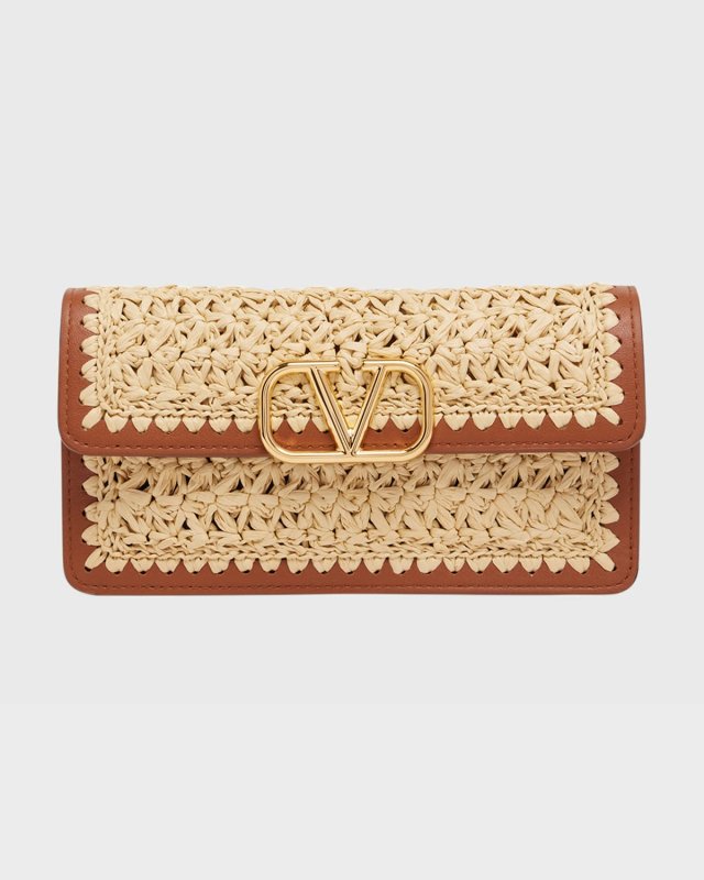 VLOGO Crochet Raffia Wallet with Chain