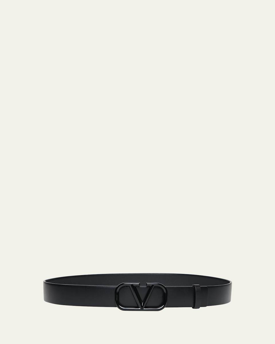 V-Logo Signature Leather Belt