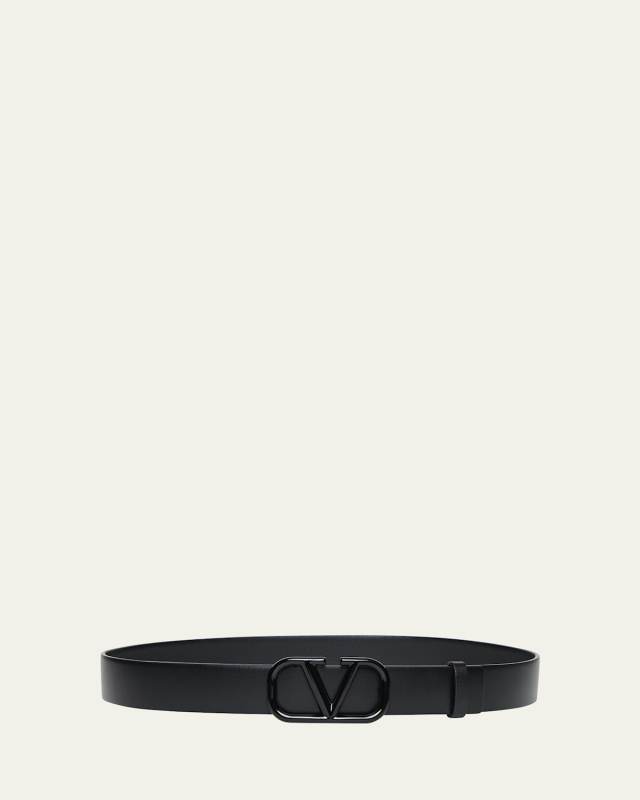 V-Logo Signature Leather Belt