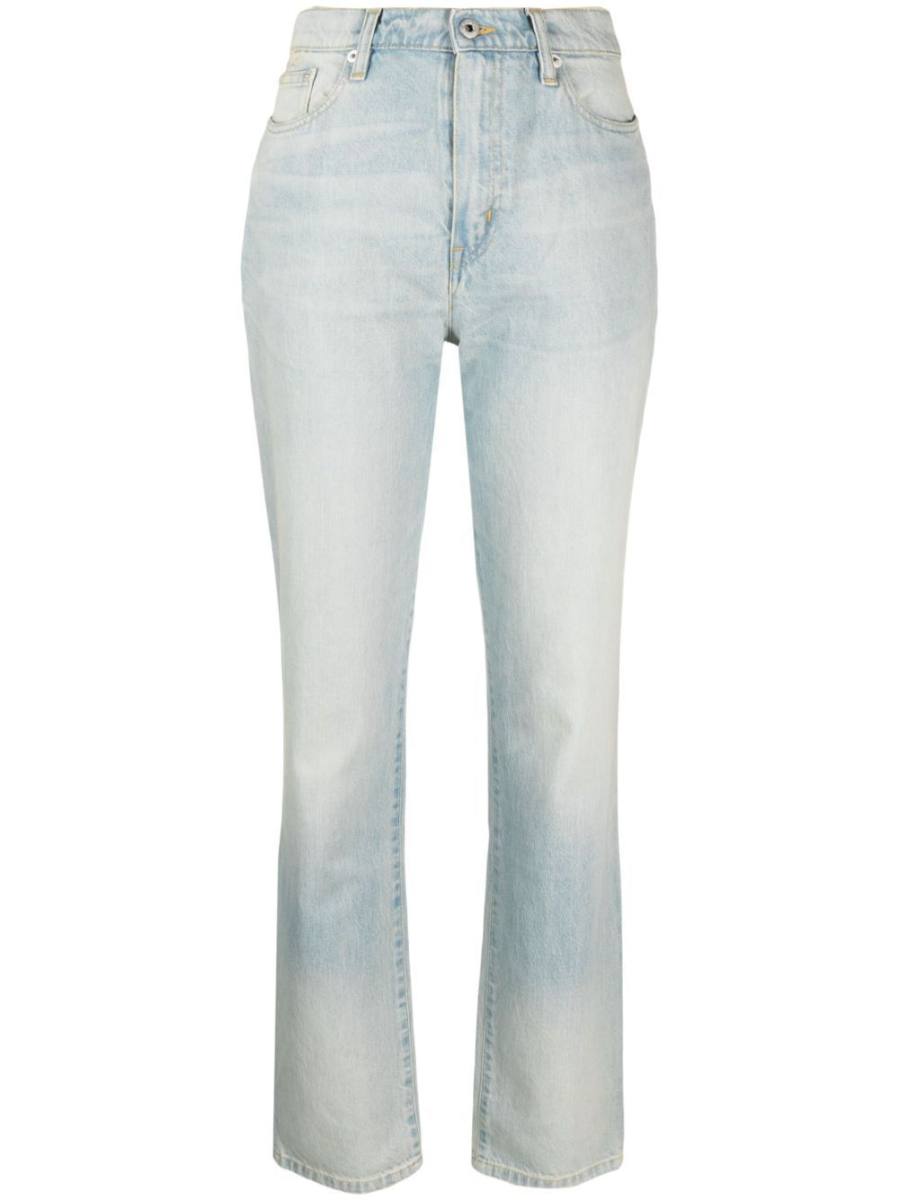 Japanese high-waisted straight-leg jeans