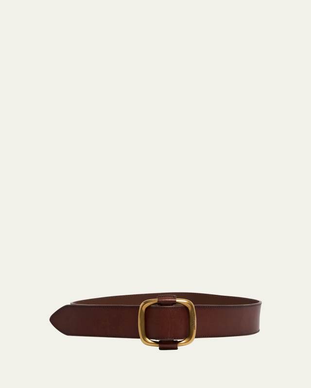 Smooth Leather Belt With Oval Buckle