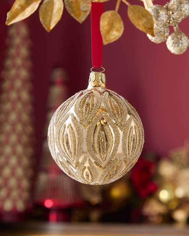 Christmas Shiny Glitter Feather Ball Ornament