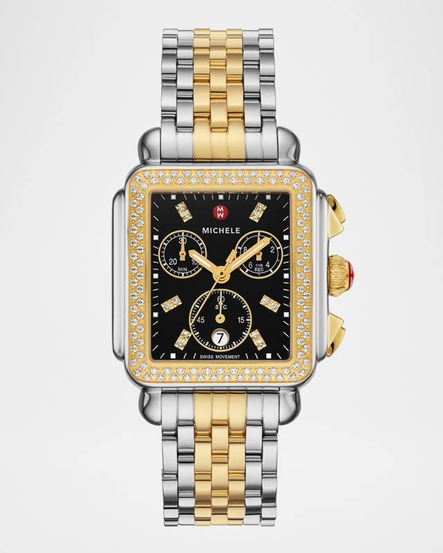 Deco Madison Noir Diamond Dial Two-Tone Bracelet Watch