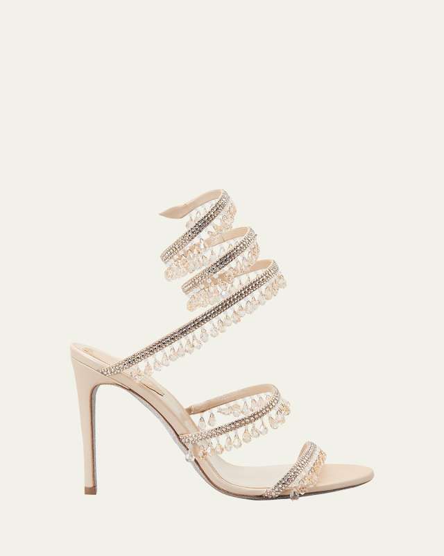 Chandelier Snake Beaded Crystal Ankle-Wrap Sandals